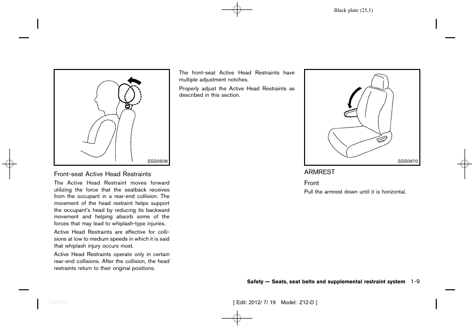 Armrest -9 | NISSAN 2013 Cube - Owner's Manual User Manual | Page 27 / 331