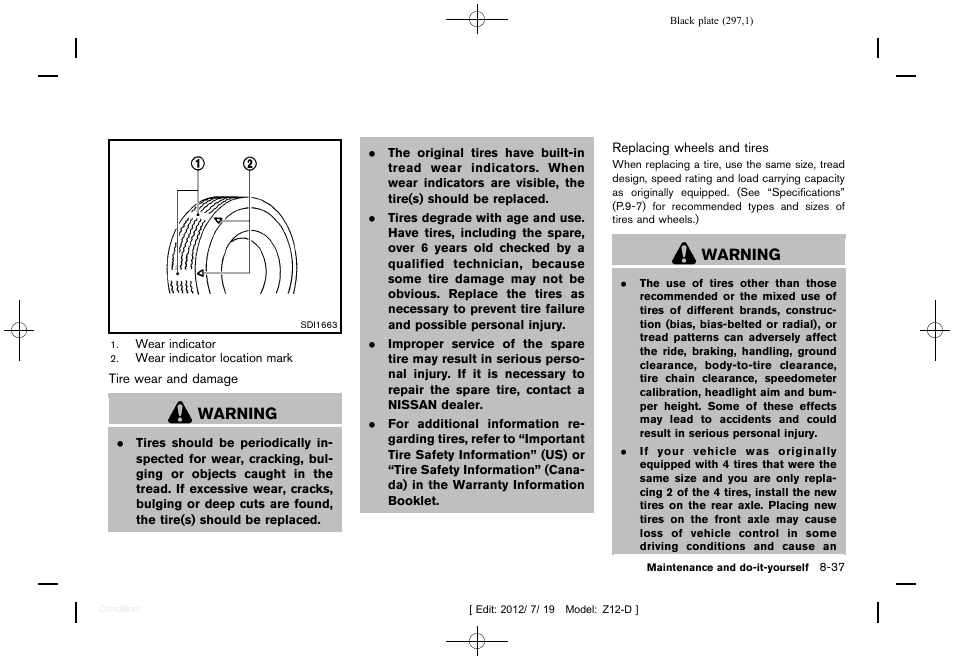 Warning | NISSAN 2013 Cube - Owner's Manual User Manual | Page 299 / 331