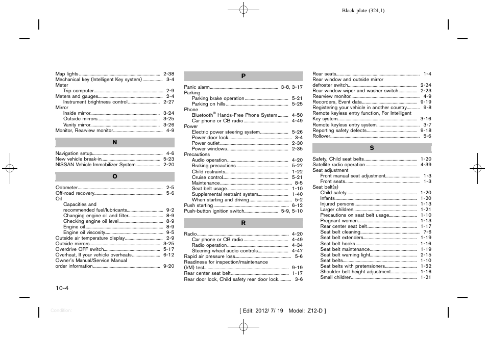 NISSAN 2013 Cube - Owner's Manual User Manual | Page 326 / 331