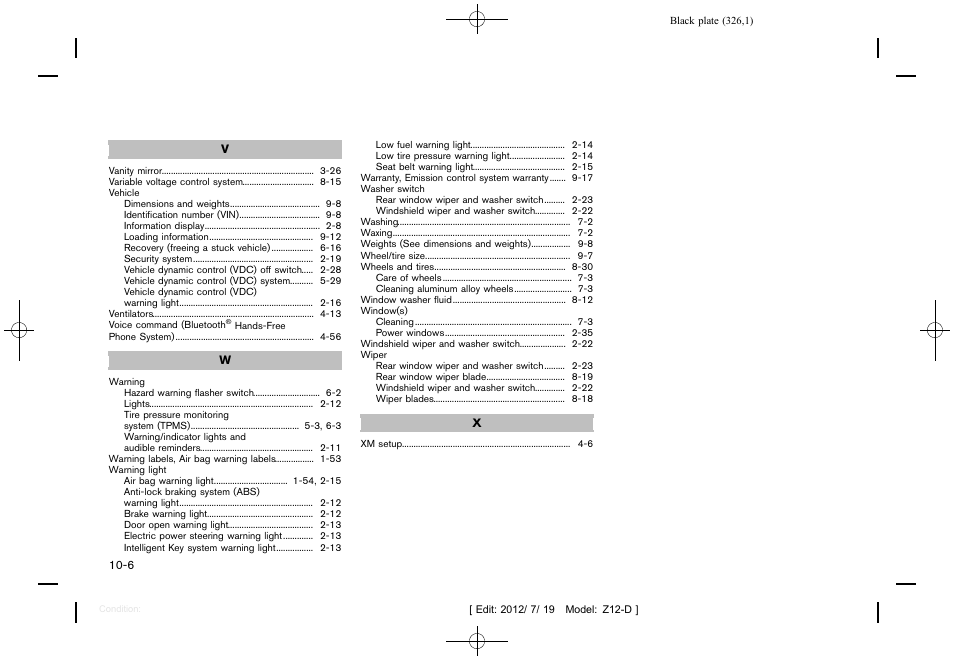 NISSAN 2013 Cube - Owner's Manual User Manual | Page 328 / 331