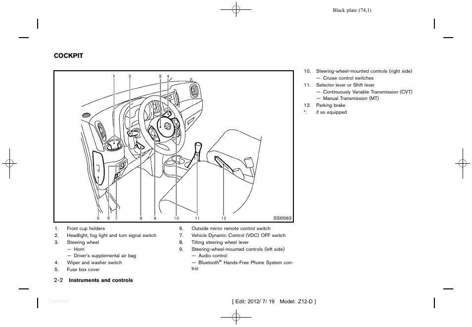 Cockpit -2 | NISSAN 2013 Cube - Owner's Manual User Manual | Page 76 / 331