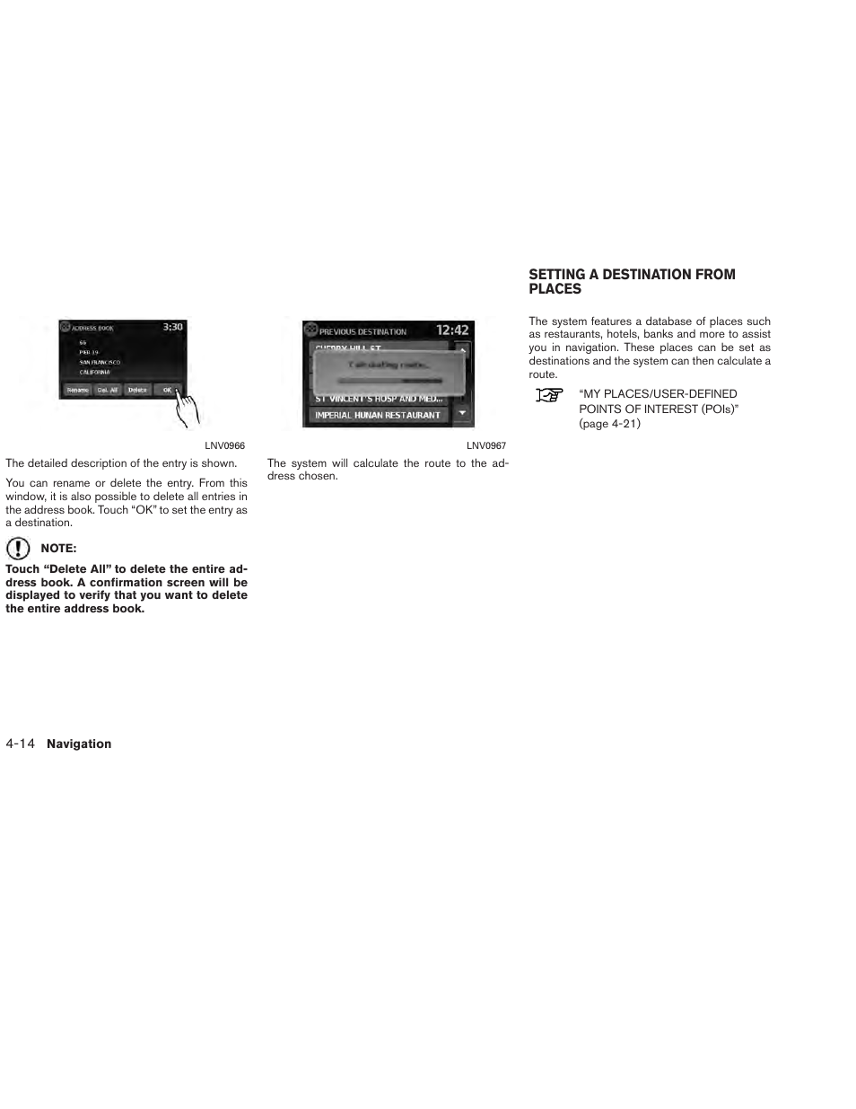 Setting a destination from places -14 | NISSAN 2013 Versa Sedan - Navigation System Owner's Manual User Manual | Page 42 / 82