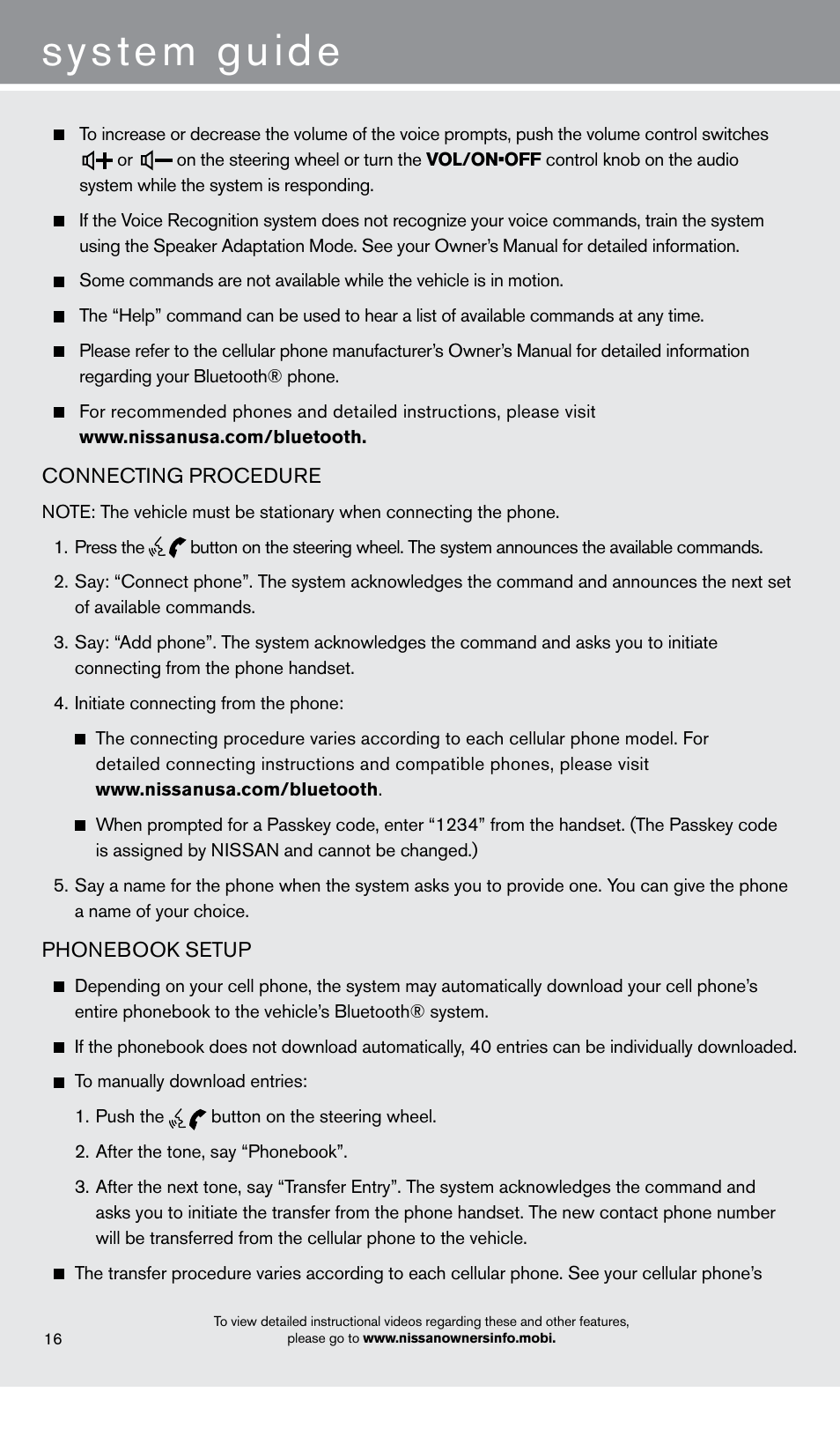 System guide | NISSAN 2013 Cube - Quick Reference Guide User Manual | Page 18 / 20