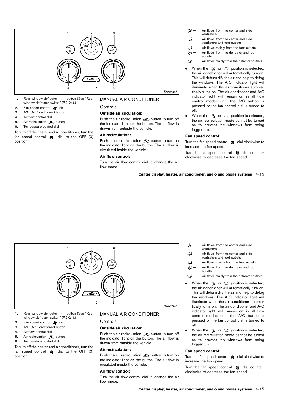Manual air conditioner -15 | NISSAN 2014 Cube - Owner's Manual User Manual | Page 156 / 332