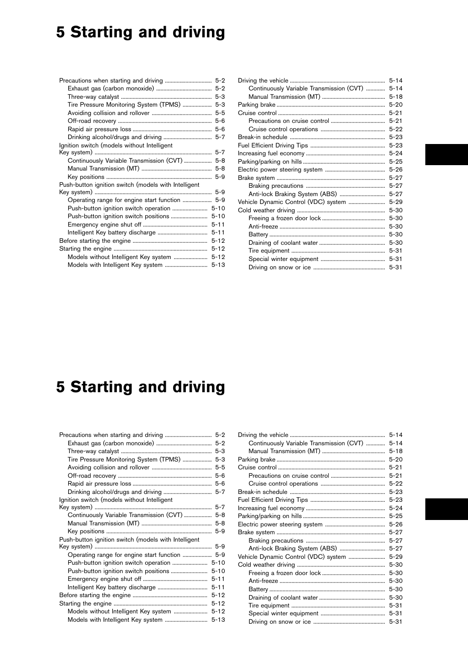 Starting and driving, 5 starting and driving | NISSAN 2014 Cube - Owner's Manual User Manual | Page 206 / 332