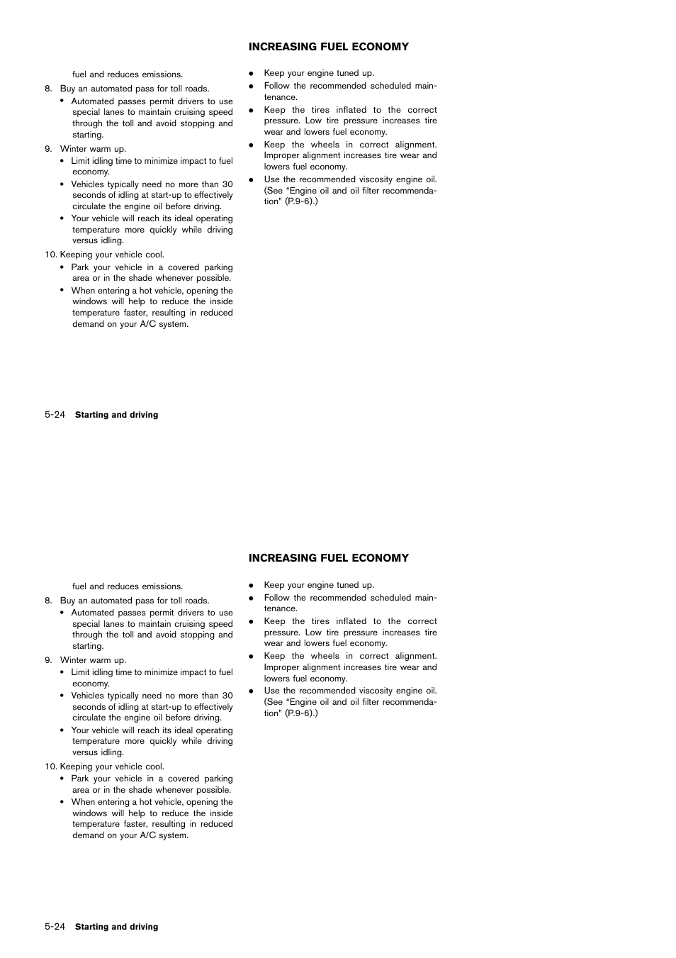 Increasing fuel economy -24 | NISSAN 2014 Cube - Owner's Manual User Manual | Page 229 / 332
