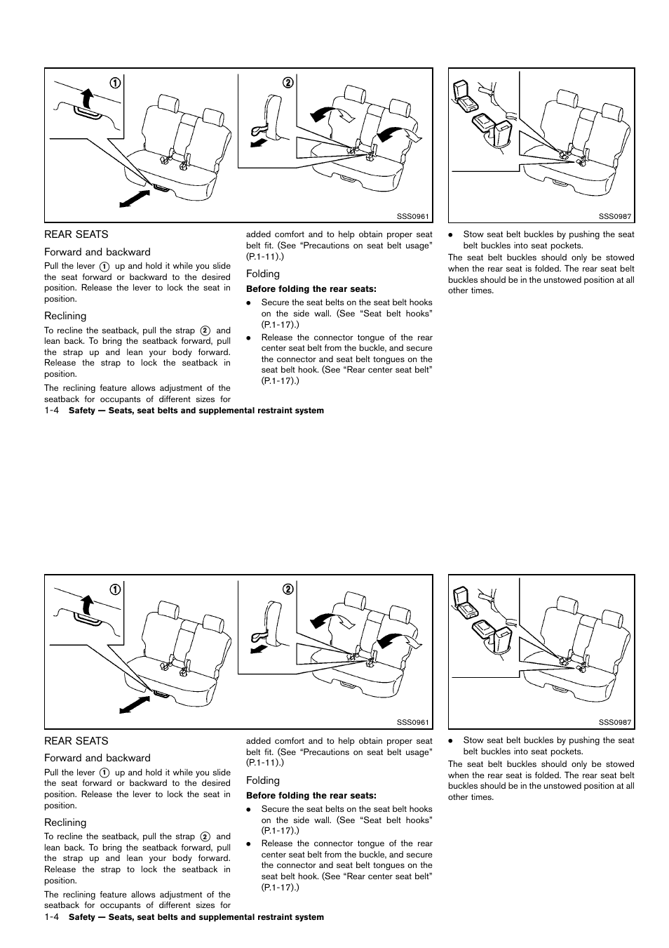 Rear seats -4 | NISSAN 2014 Cube - Owner's Manual User Manual | Page 23 / 332