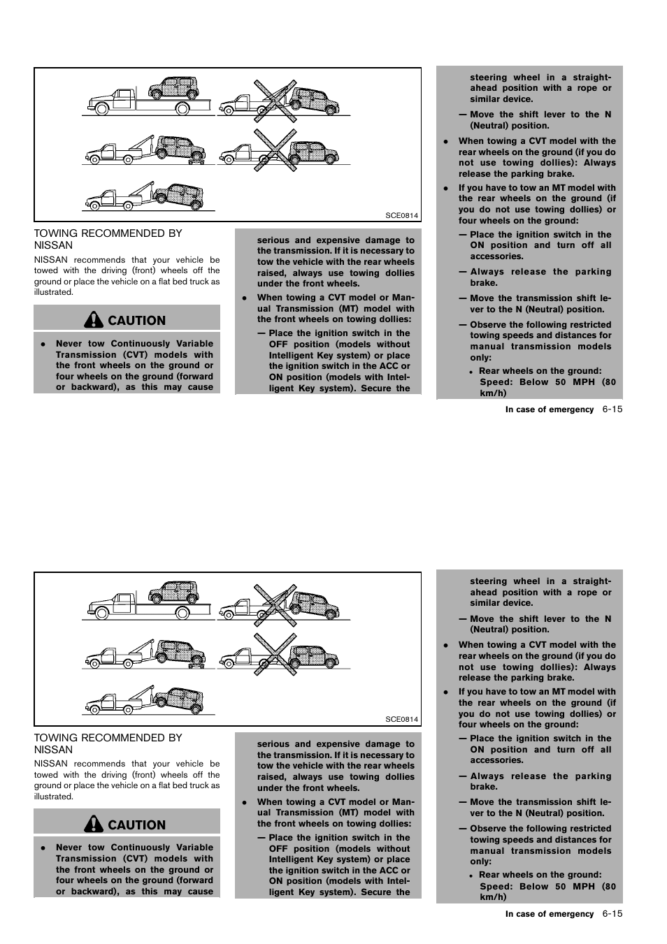 Towing recommended by nissan -15, Caution | NISSAN 2014 Cube - Owner's Manual User Manual | Page 252 / 332