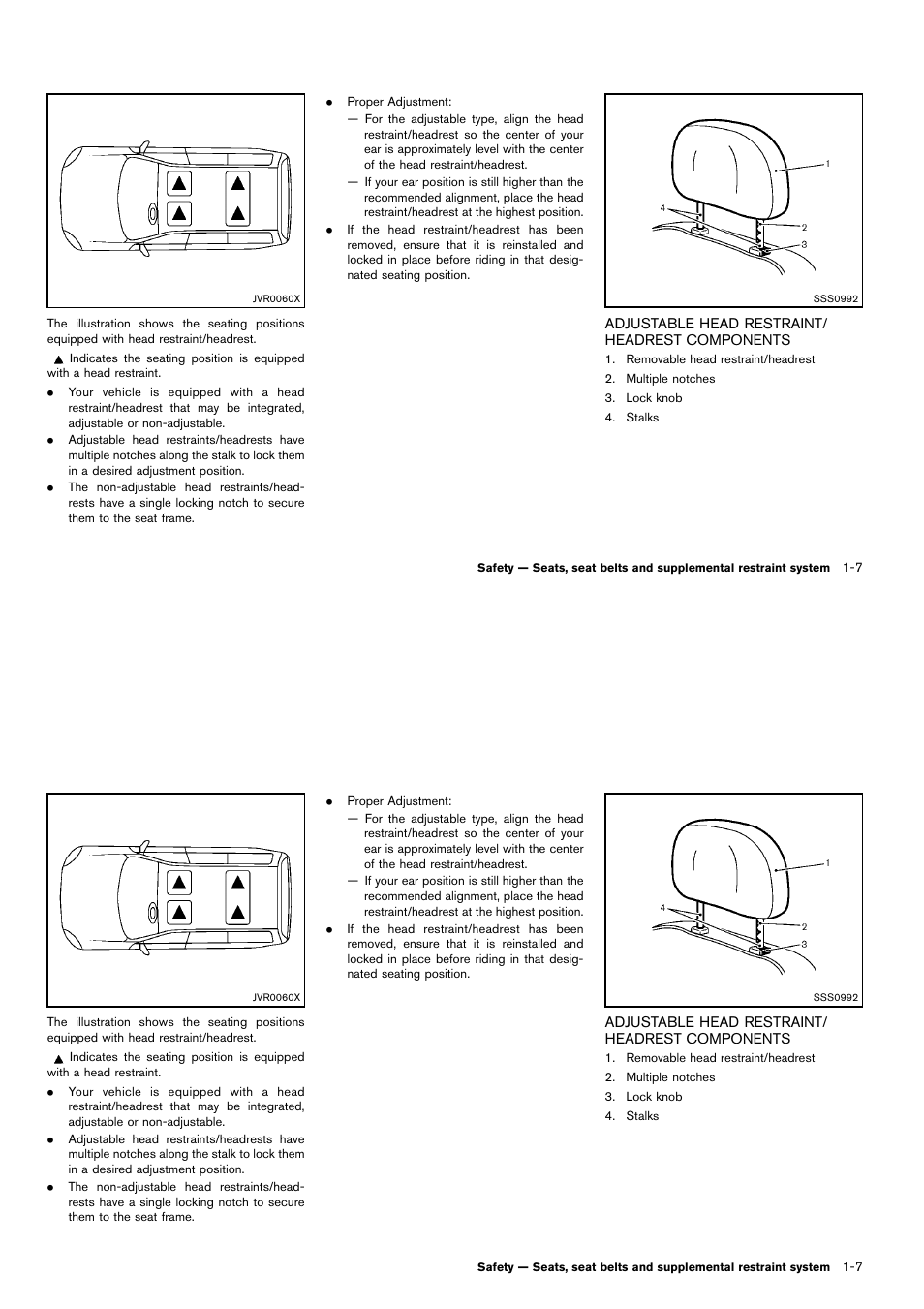Adjustable head restraint/headrest components -7 | NISSAN 2014 Cube - Owner's Manual User Manual | Page 26 / 332