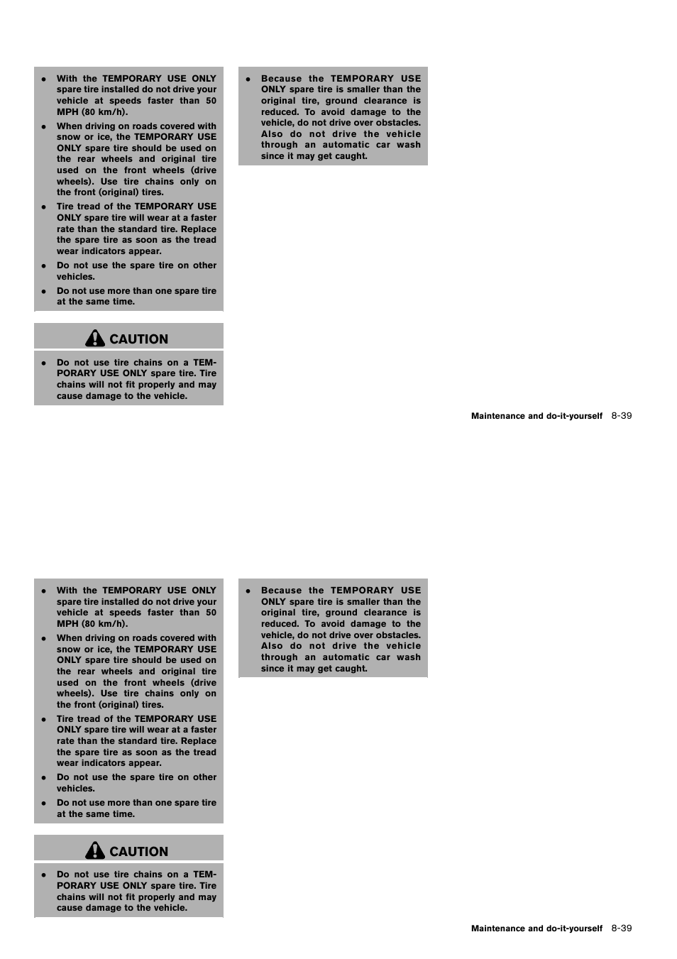 Caution | NISSAN 2014 Cube - Owner's Manual User Manual | Page 302 / 332
