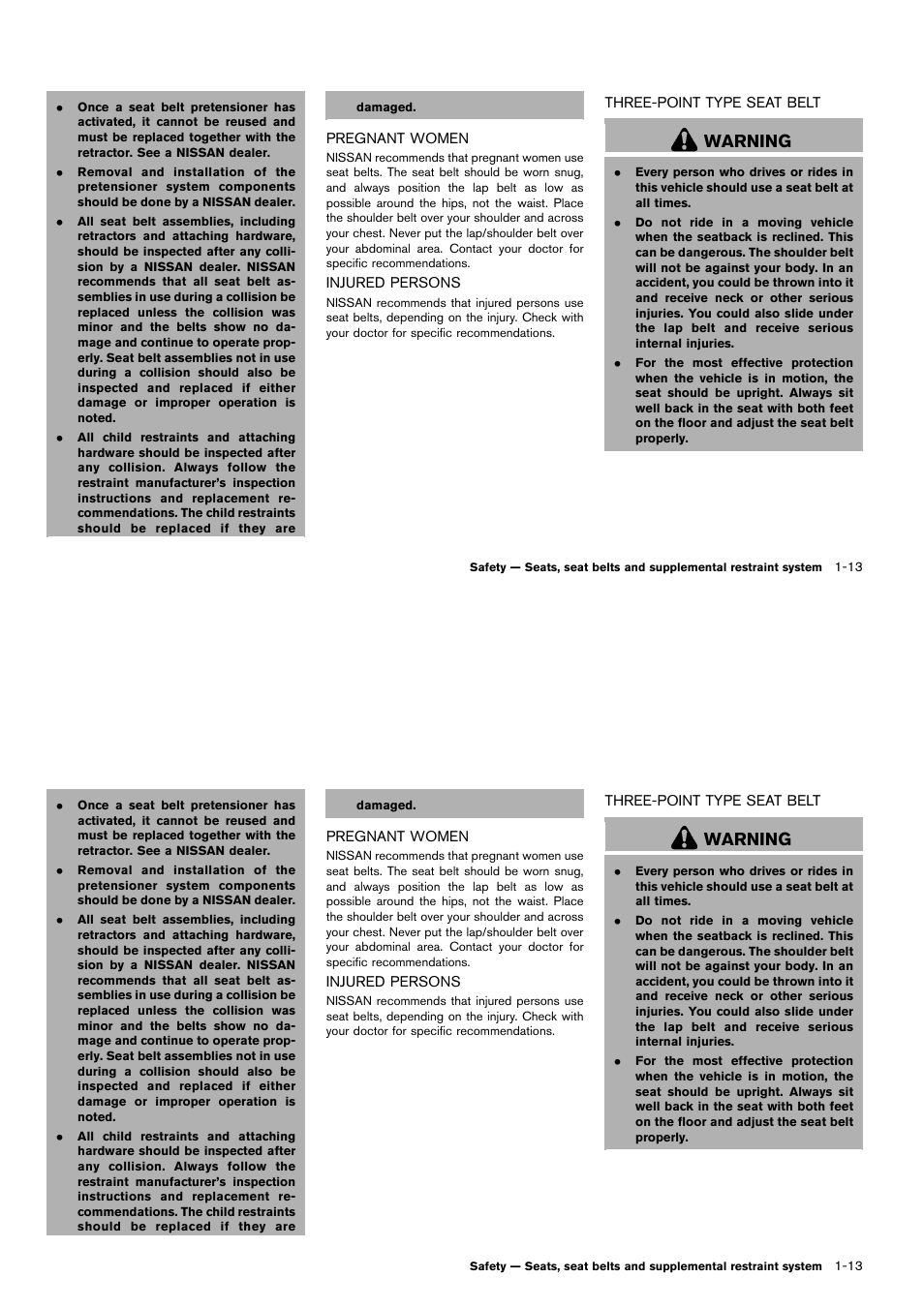 Warning | NISSAN 2014 Cube - Owner's Manual User Manual | Page 32 / 332