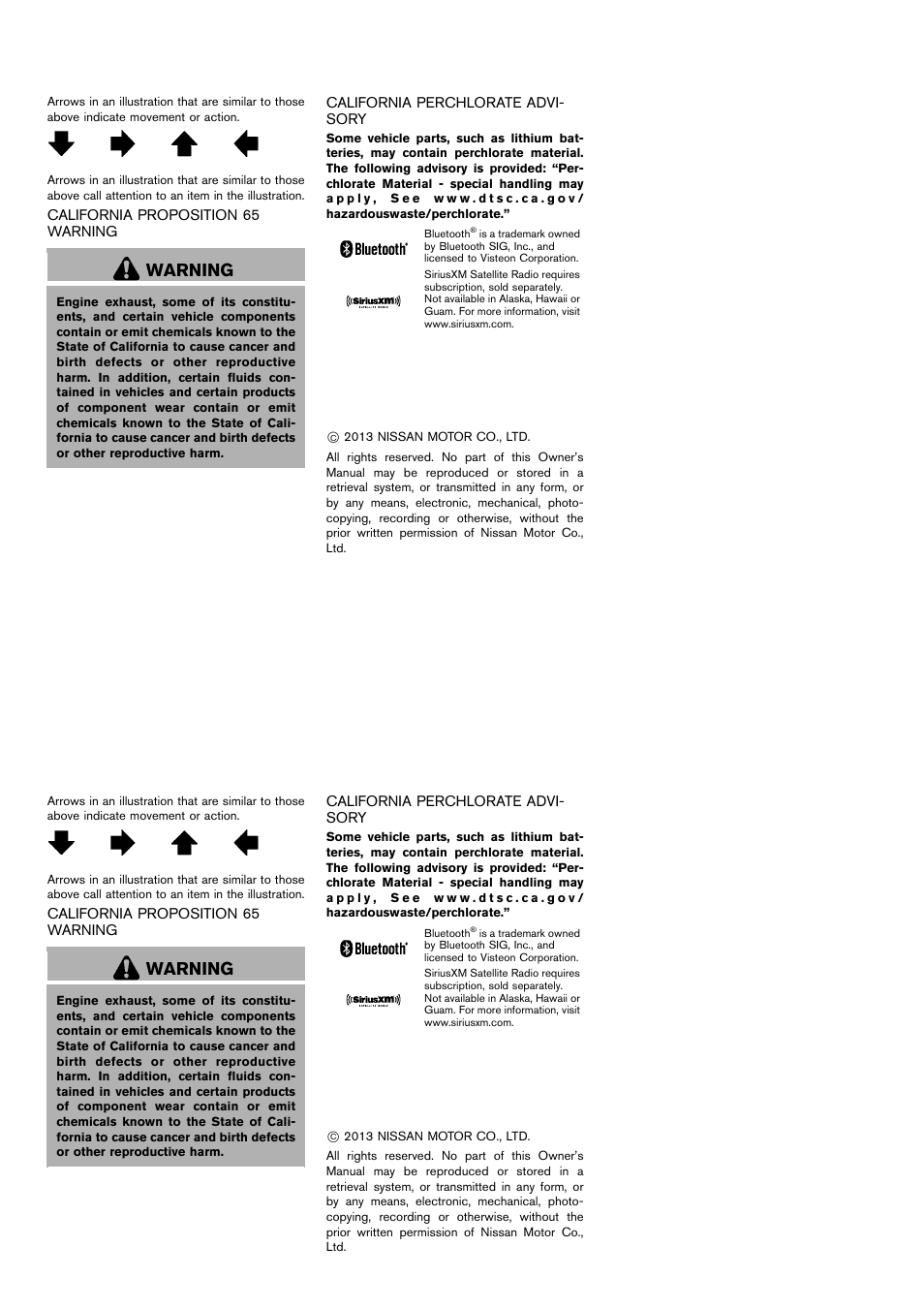Warning | NISSAN 2014 Cube - Owner's Manual User Manual | Page 4 / 332