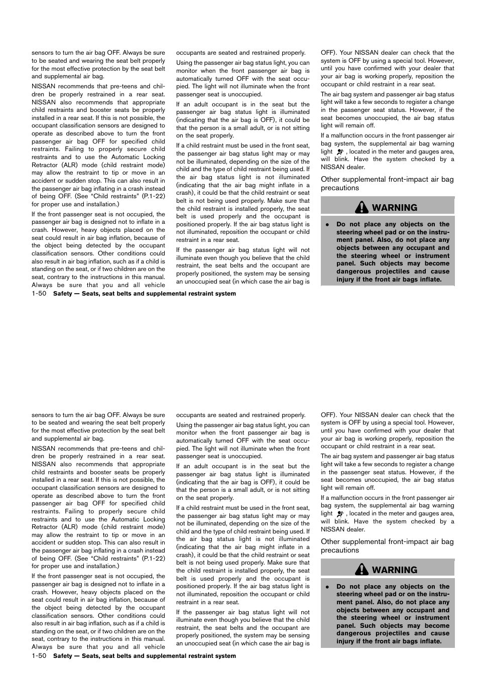 Warning | NISSAN 2014 Cube - Owner's Manual User Manual | Page 69 / 332