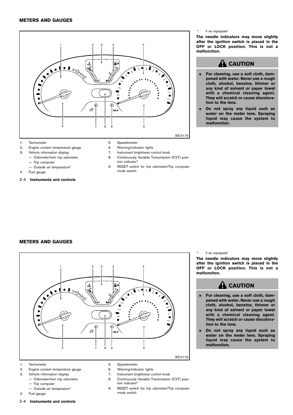 Meters and gauges -4, Caution | NISSAN 2014 Cube - Owner's Manual User Manual | Page 79 / 332