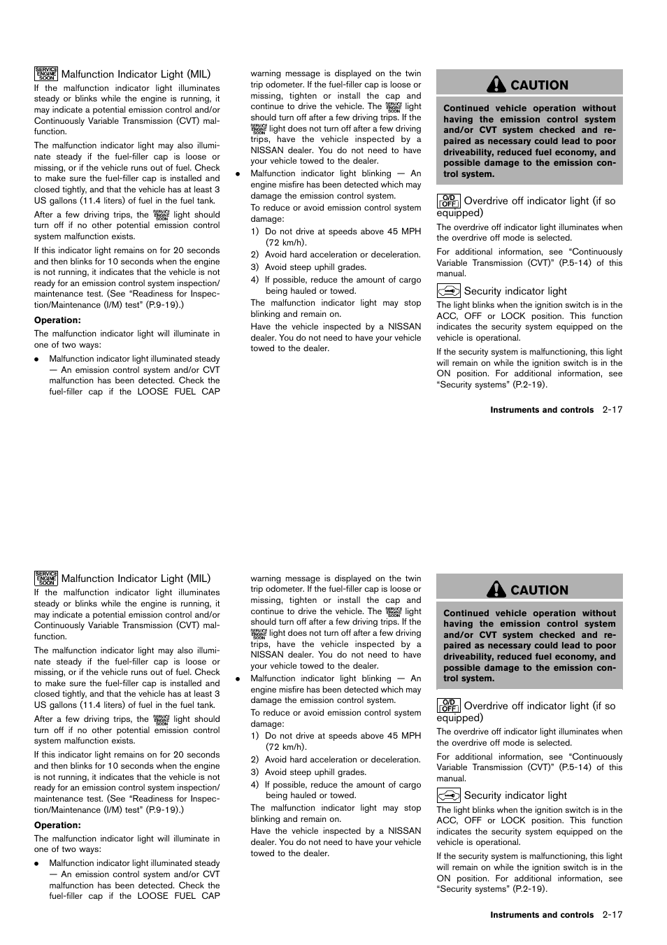 Caution | NISSAN 2014 Cube - Owner's Manual User Manual | Page 92 / 332