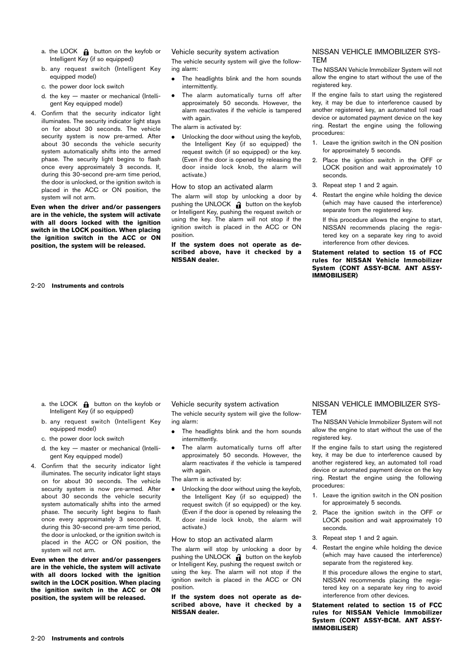 Nissan vehicle immobilizer system -20 | NISSAN 2014 Cube - Owner's Manual User Manual | Page 95 / 332