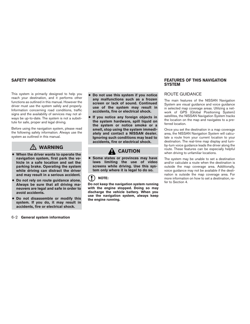 Route guidance -2, Warning, Caution | NISSAN 2014 JUKE - Navigation System Owner's Manual User Manual | Page 68 / 82