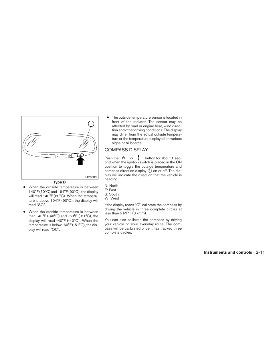 Compass display -11 | NISSAN 2011 Frontier - Owner's Manual User Manual | Page 108 / 377