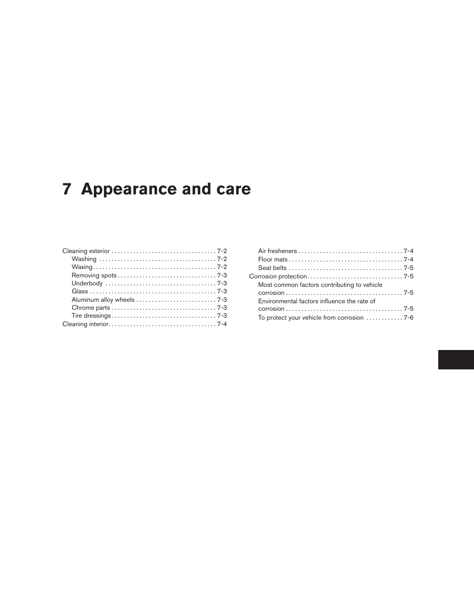 Appearance and care, 7 appearance and care | NISSAN 2011 Frontier - Owner's Manual User Manual | Page 282 / 377