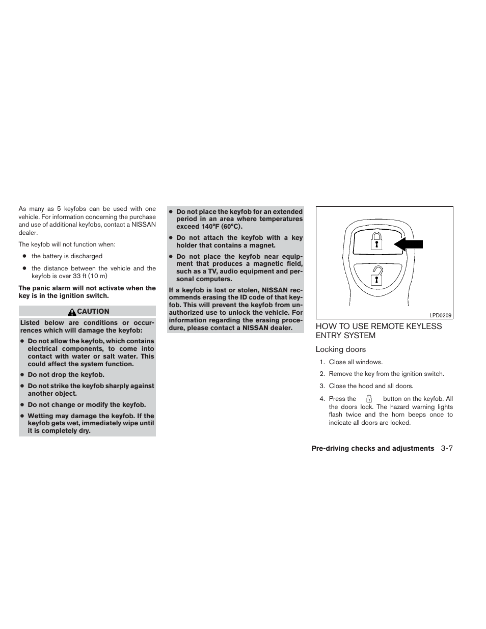 How to use remote keyless entry system -7 | NISSAN 2012 Frontier - Owner's Manual User Manual | Page 164 / 384