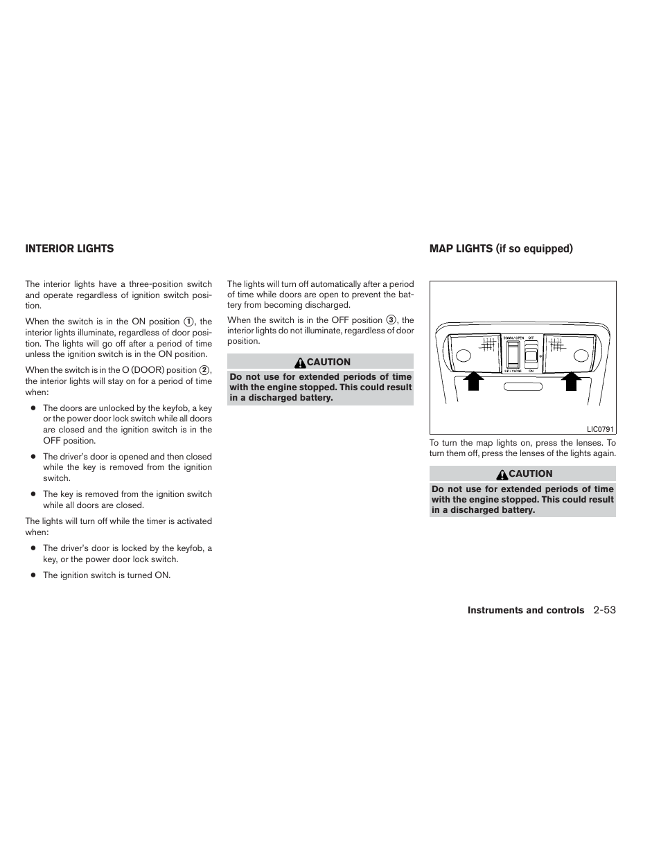 Interior lights -53, Map lights (if so equipped) -53 | NISSAN 2013 Frontier - Owner's Manual User Manual | Page 152 / 444