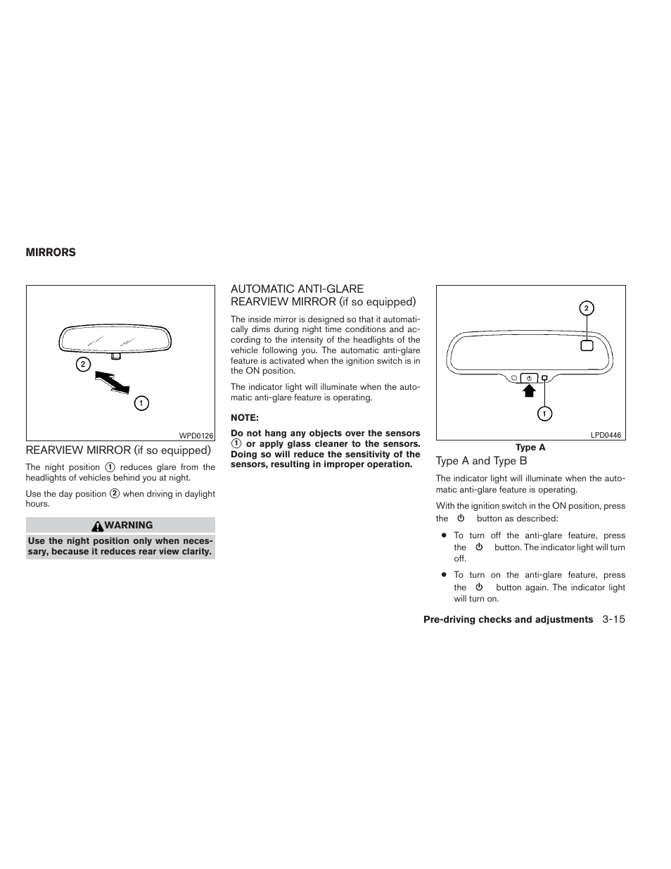 Mirrors -15 | NISSAN 2013 Frontier - Owner's Manual User Manual | Page 172 / 444