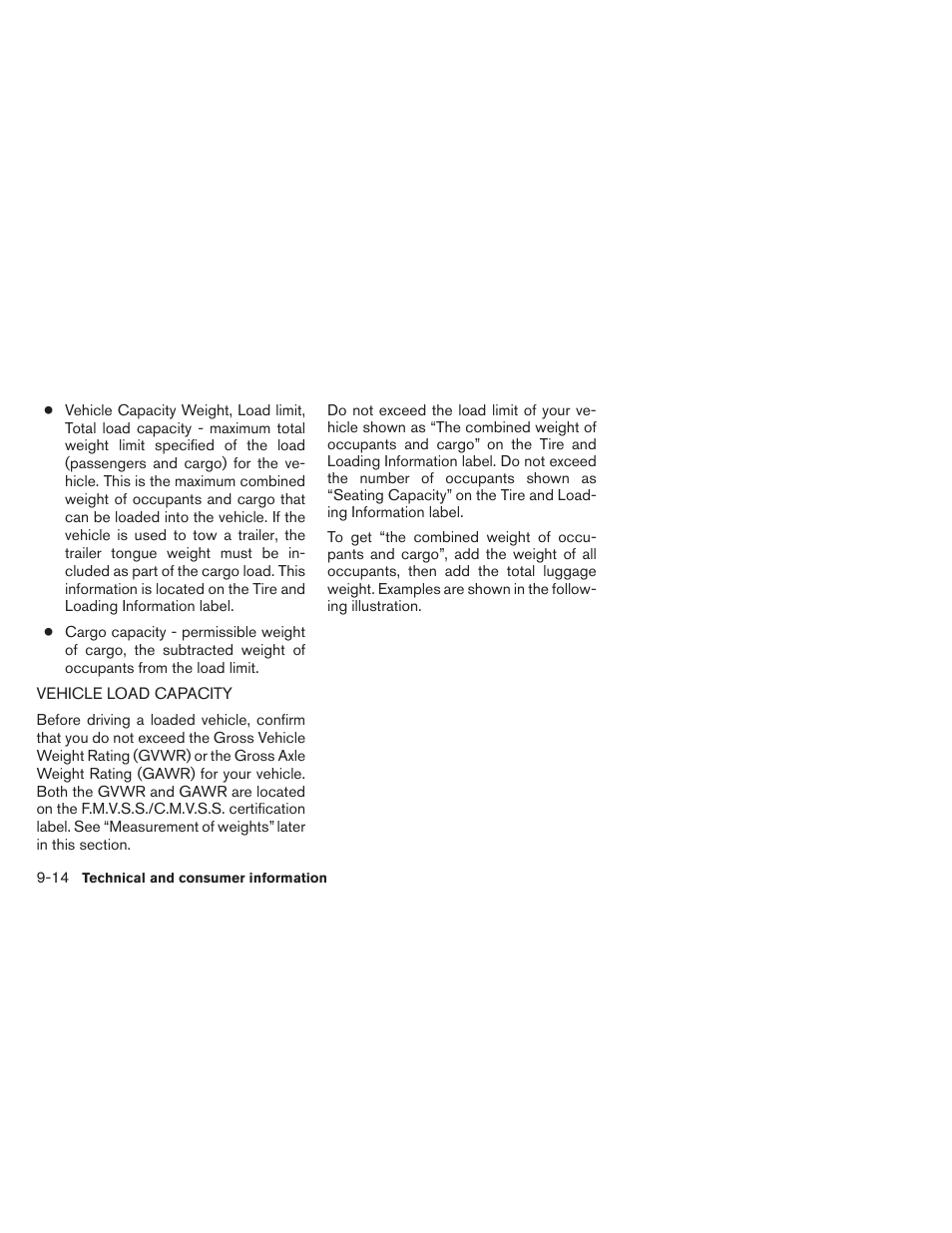 Vehicle load capacity -14 | NISSAN 2013 Frontier - Owner's Manual User Manual | Page 409 / 444