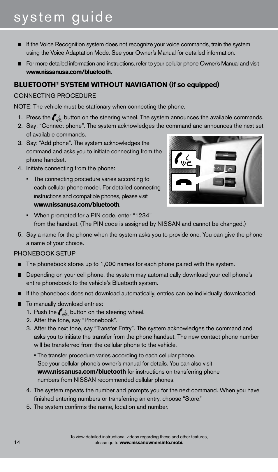 System guide | NISSAN 2013 Frontier - Quick Reference Guide User Manual | Page 16 / 20