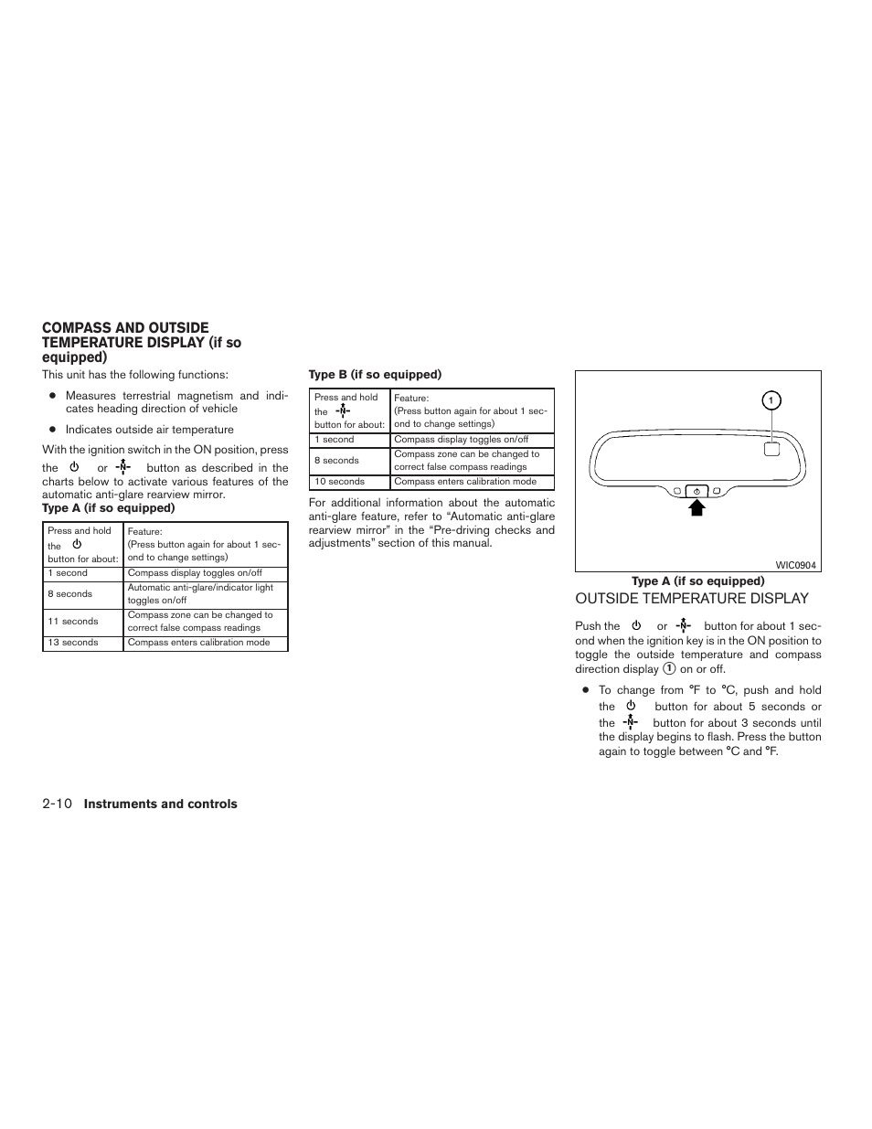 Outside temperature display -10, Outside temperature display | NISSAN 2015 Frontier - Owner's Manual User Manual | Page 115 / 460