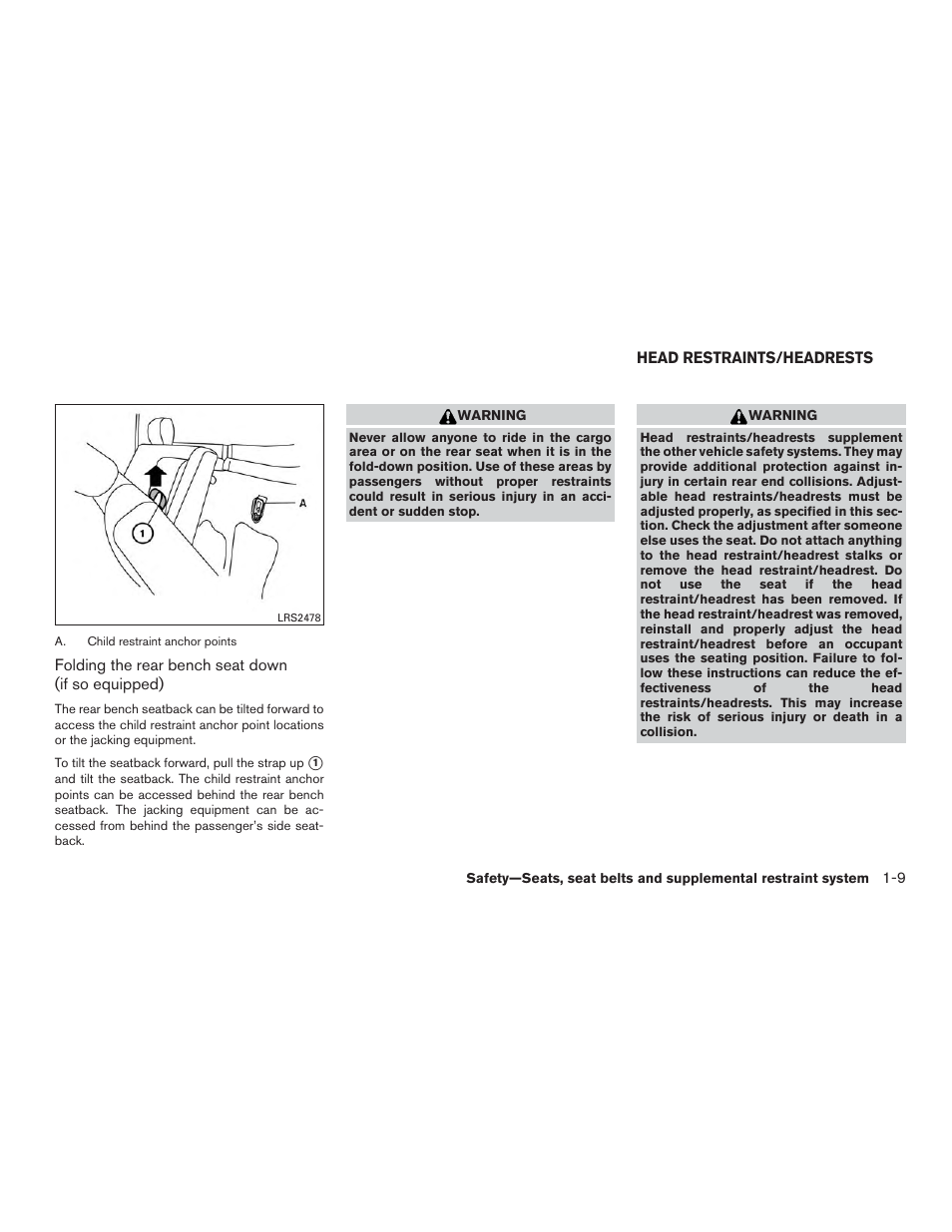 Head restraints/headrests -9 | NISSAN 2015 Frontier - Owner's Manual User Manual | Page 30 / 460