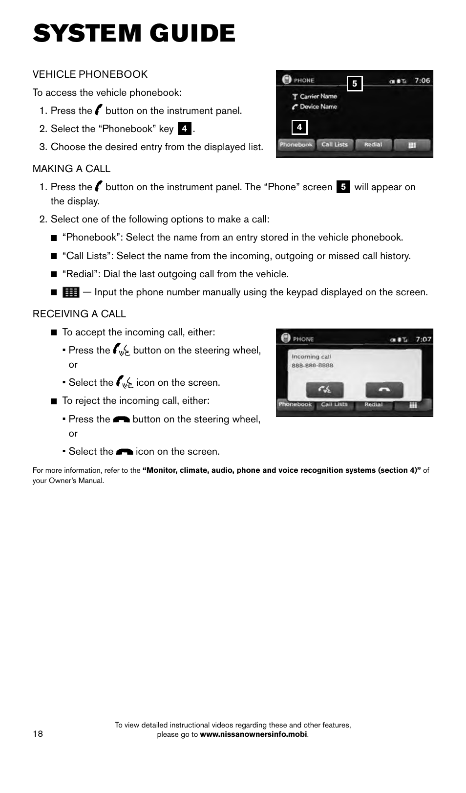 System guide | NISSAN 2015 Frontier - Quick Reference Guide User Manual | Page 20 / 24