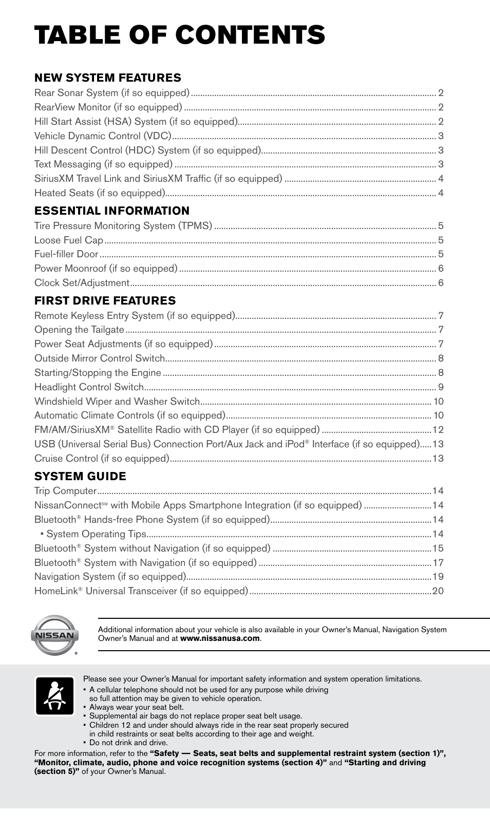 NISSAN 2015 Frontier - Quick Reference Guide User Manual | Page 3 / 24