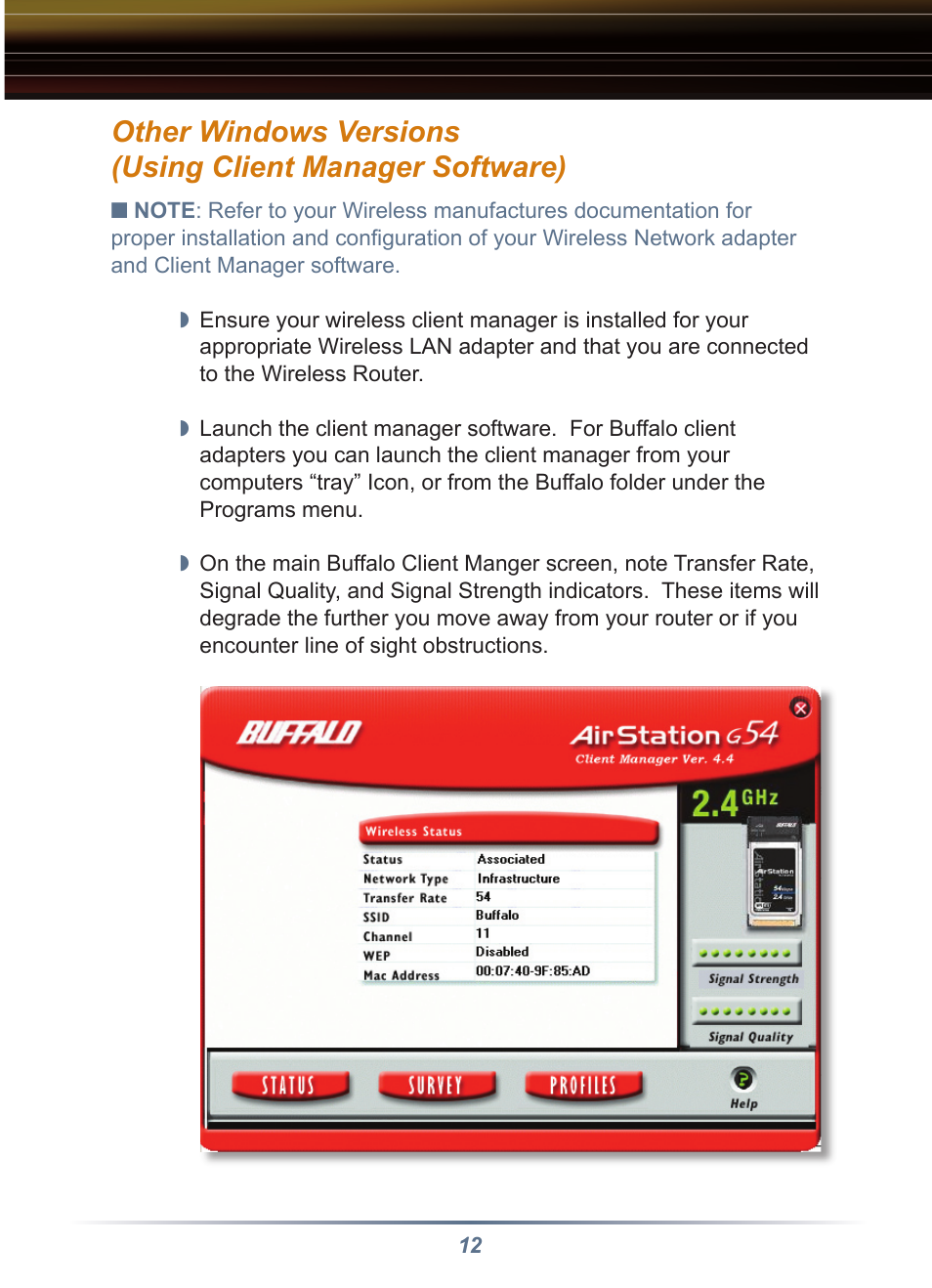 Buffalo Technology Buffalo AirStation WRB-G54K User Manual | Page 12 / 24