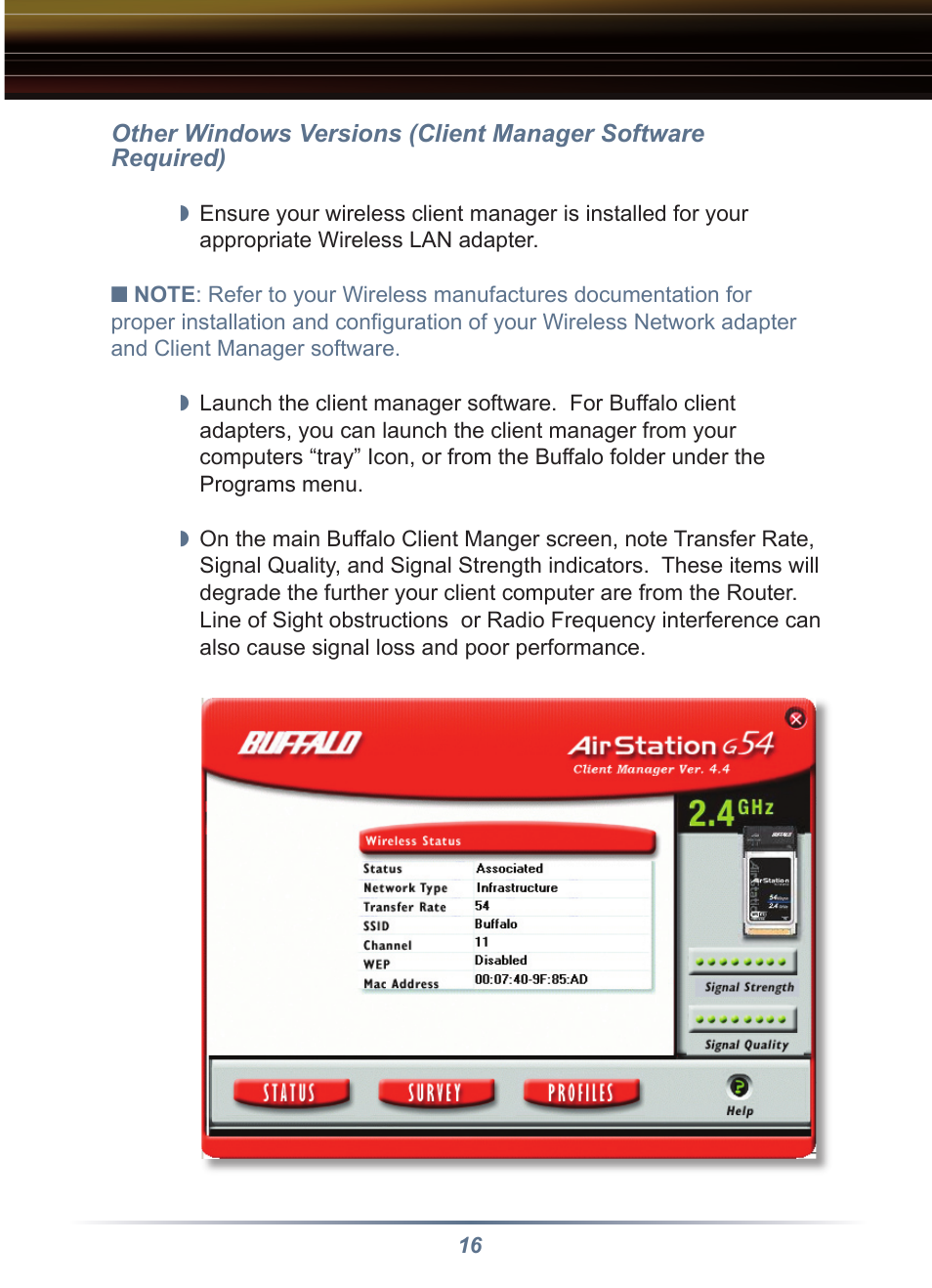 Buffalo Technology Buffalo AirStation WRB-G54K User Manual | Page 16 / 24