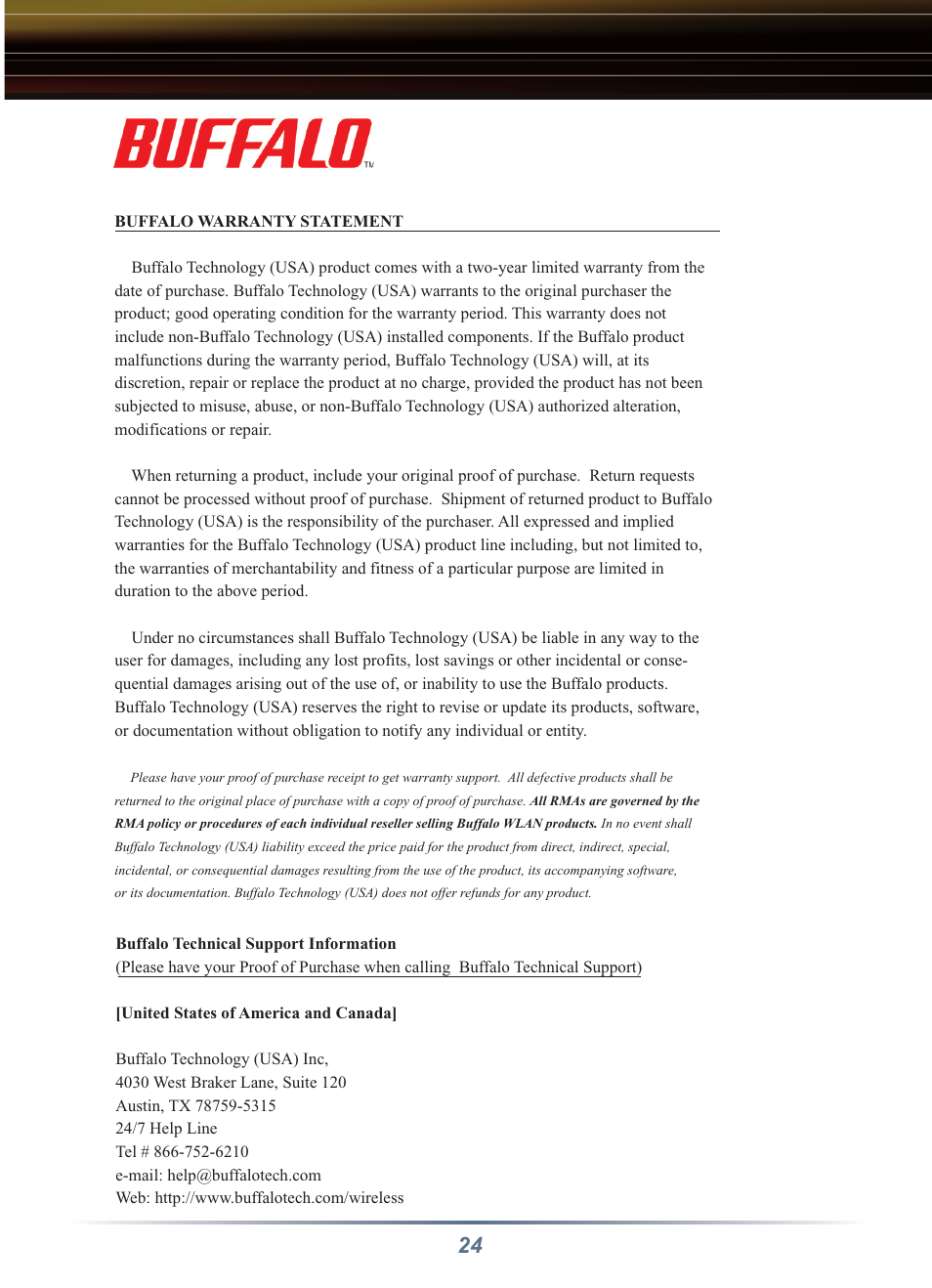 Buffalo Technology Buffalo AirStation WRB-G54K User Manual | Page 24 / 24