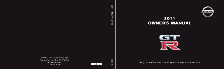 NISSAN 2011 GT R - Owner's Manual User Manual | 321 pages