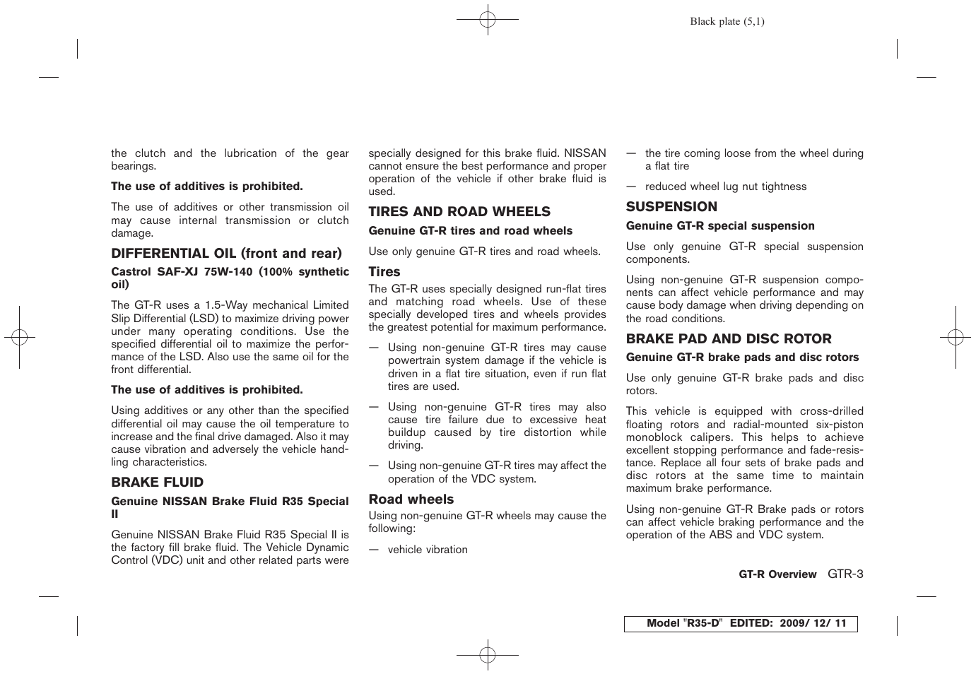 NISSAN 2011 GT R - Owner's Manual User Manual | Page 11 / 321