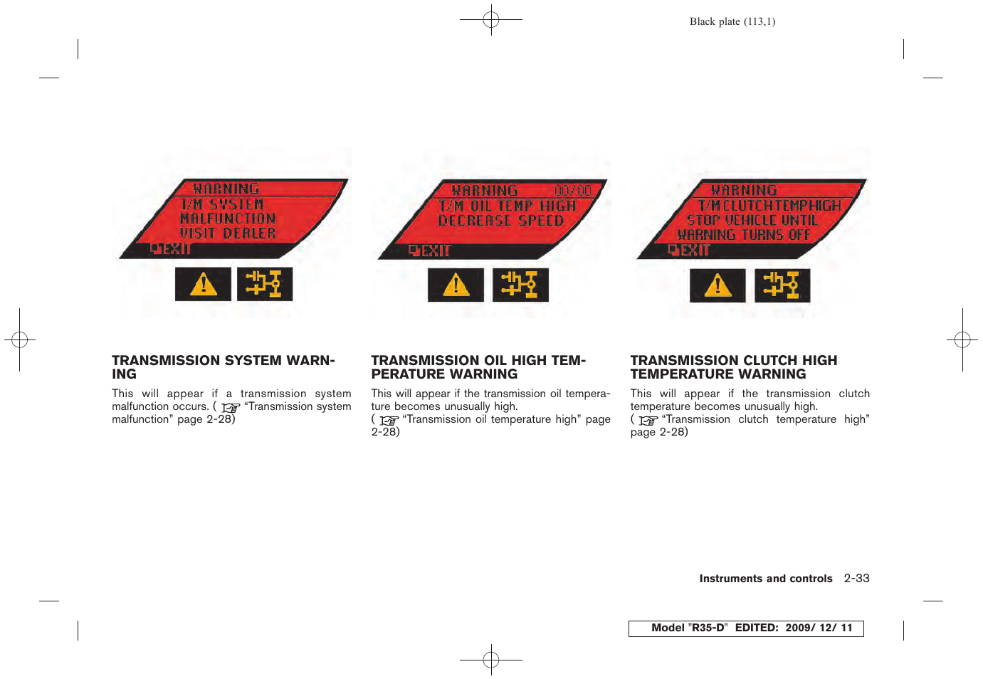 NISSAN 2011 GT R - Owner's Manual User Manual | Page 119 / 321