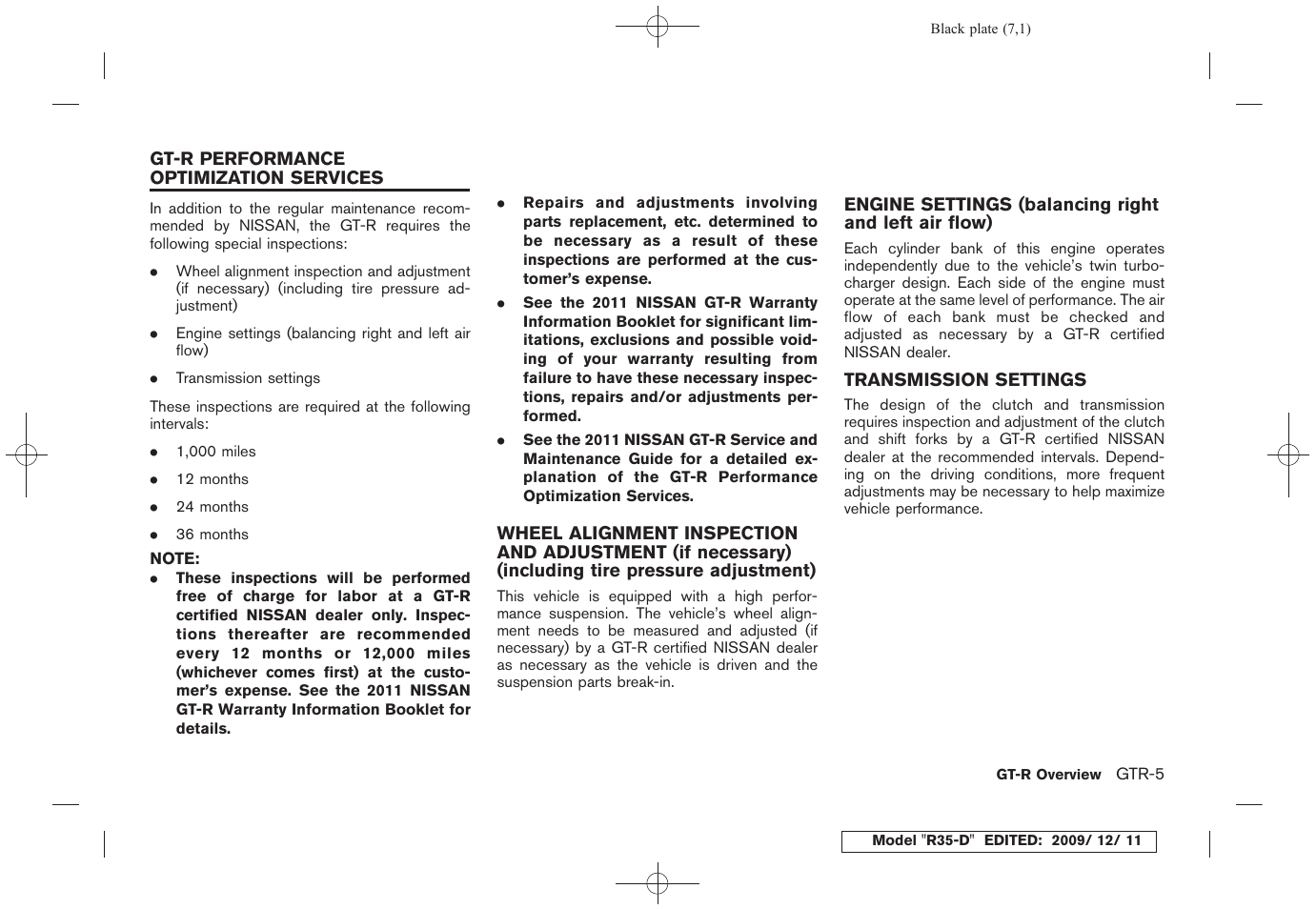 NISSAN 2011 GT R - Owner's Manual User Manual | Page 13 / 321