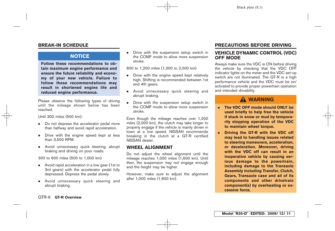 NISSAN 2011 GT R - Owner's Manual User Manual | Page 14 / 321