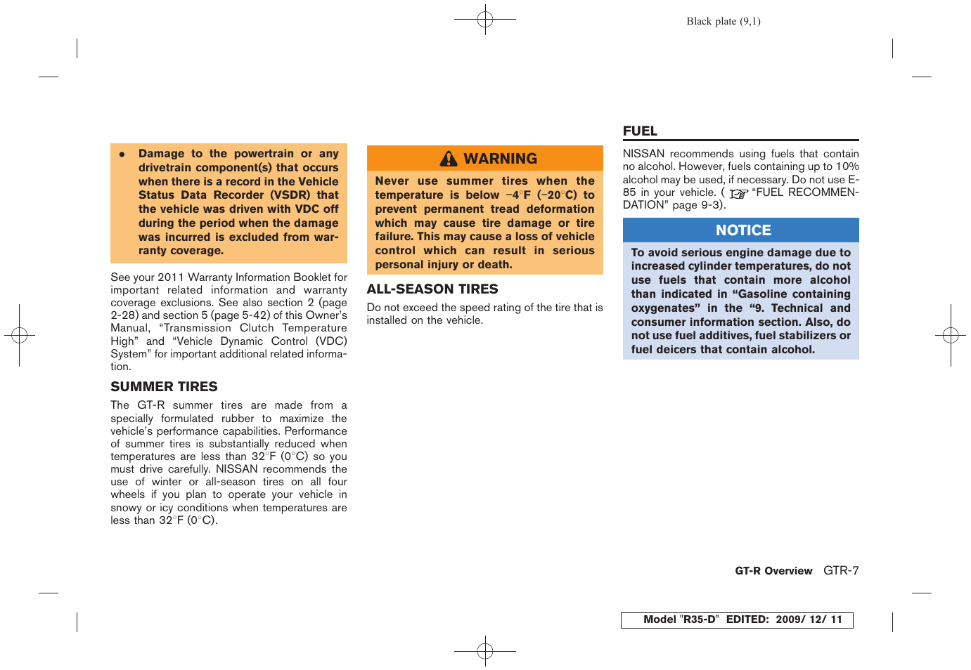 NISSAN 2011 GT R - Owner's Manual User Manual | Page 15 / 321