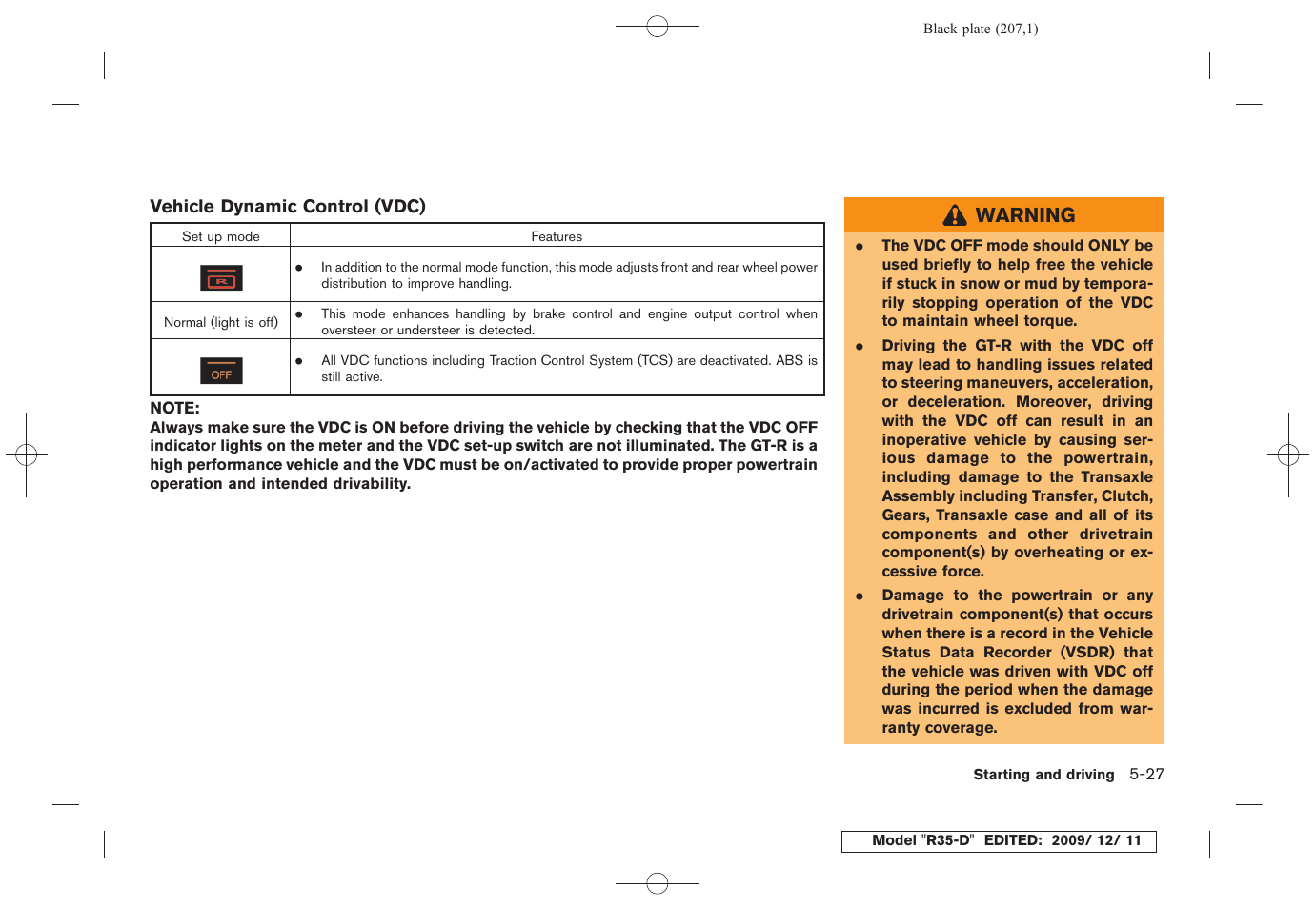 NISSAN 2011 GT R - Owner's Manual User Manual | Page 209 / 321