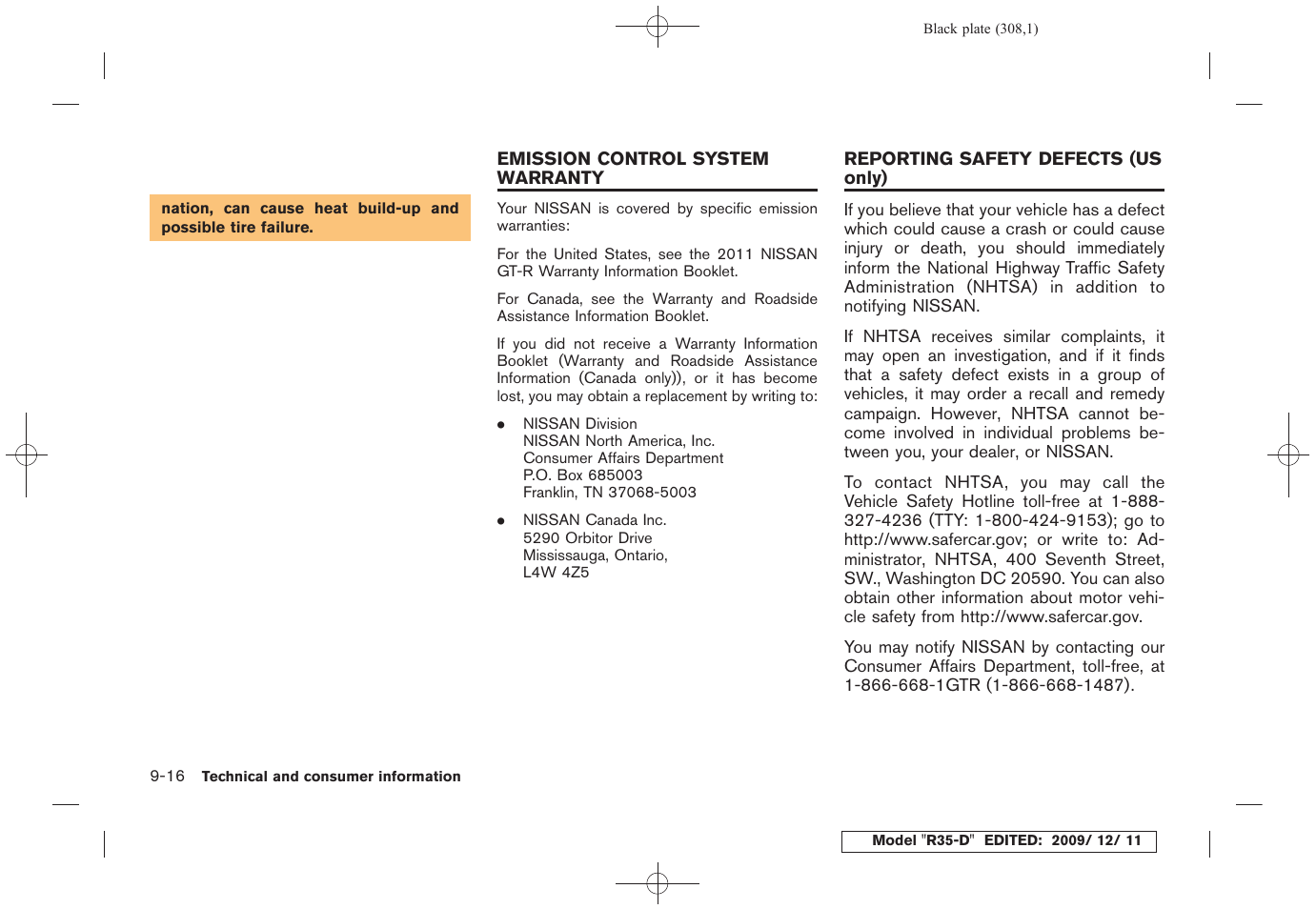 NISSAN 2011 GT R - Owner's Manual User Manual | Page 308 / 321