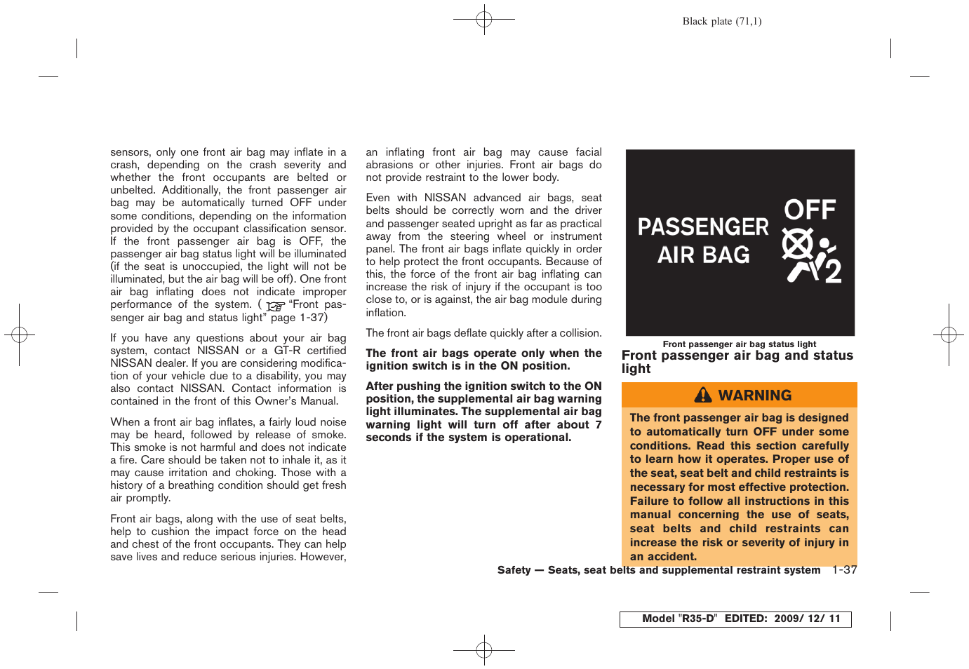 NISSAN 2011 GT R - Owner's Manual User Manual | Page 77 / 321