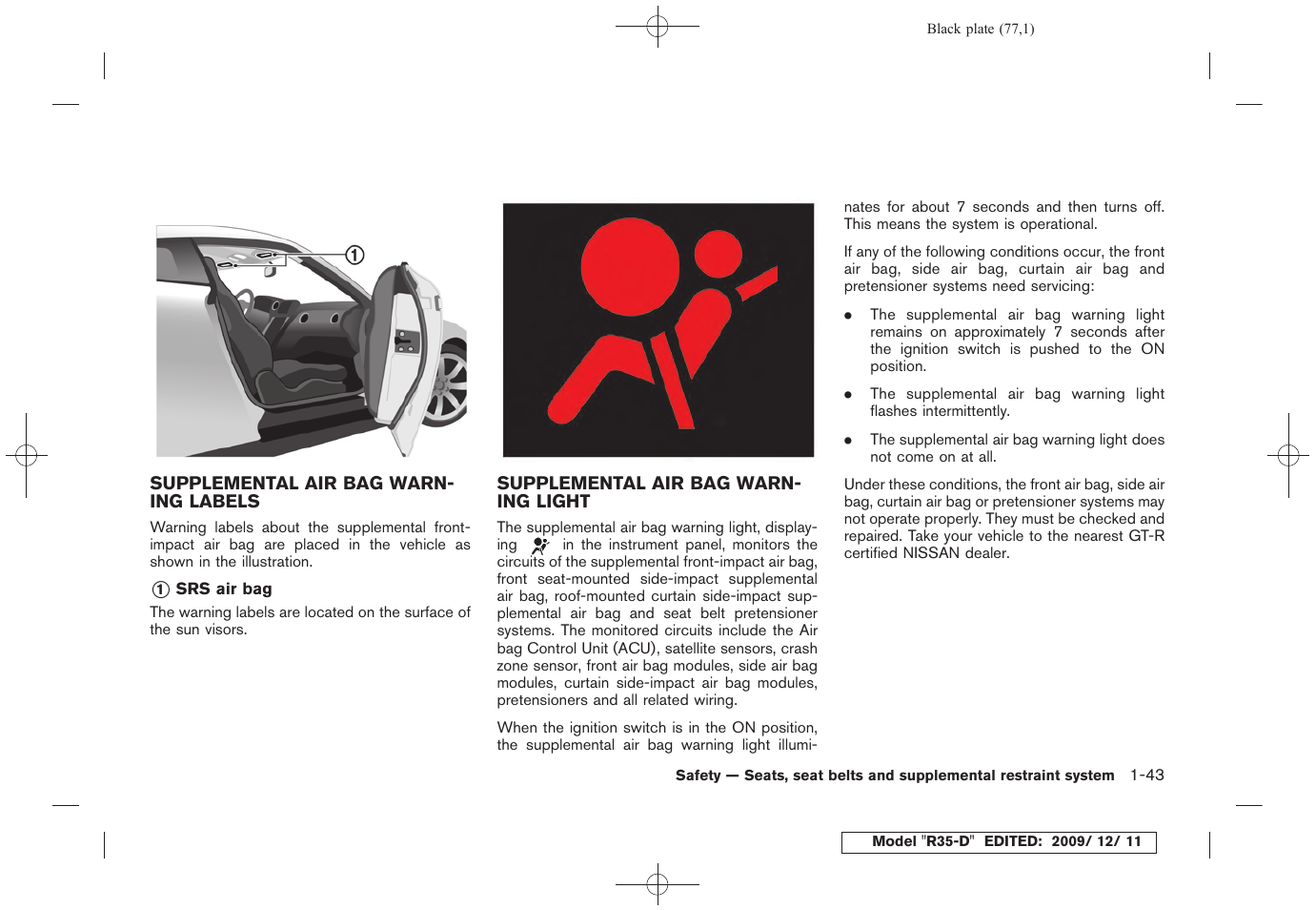 NISSAN 2011 GT R - Owner's Manual User Manual | Page 83 / 321