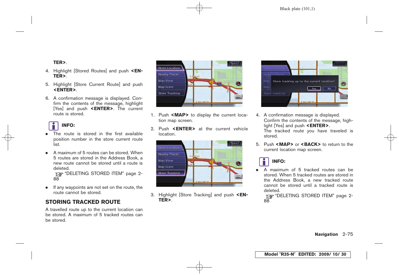 Storing tracked route -75 | NISSAN 2011 GT R - Multi Function Display Owner's Manual User Manual | Page 103 / 312