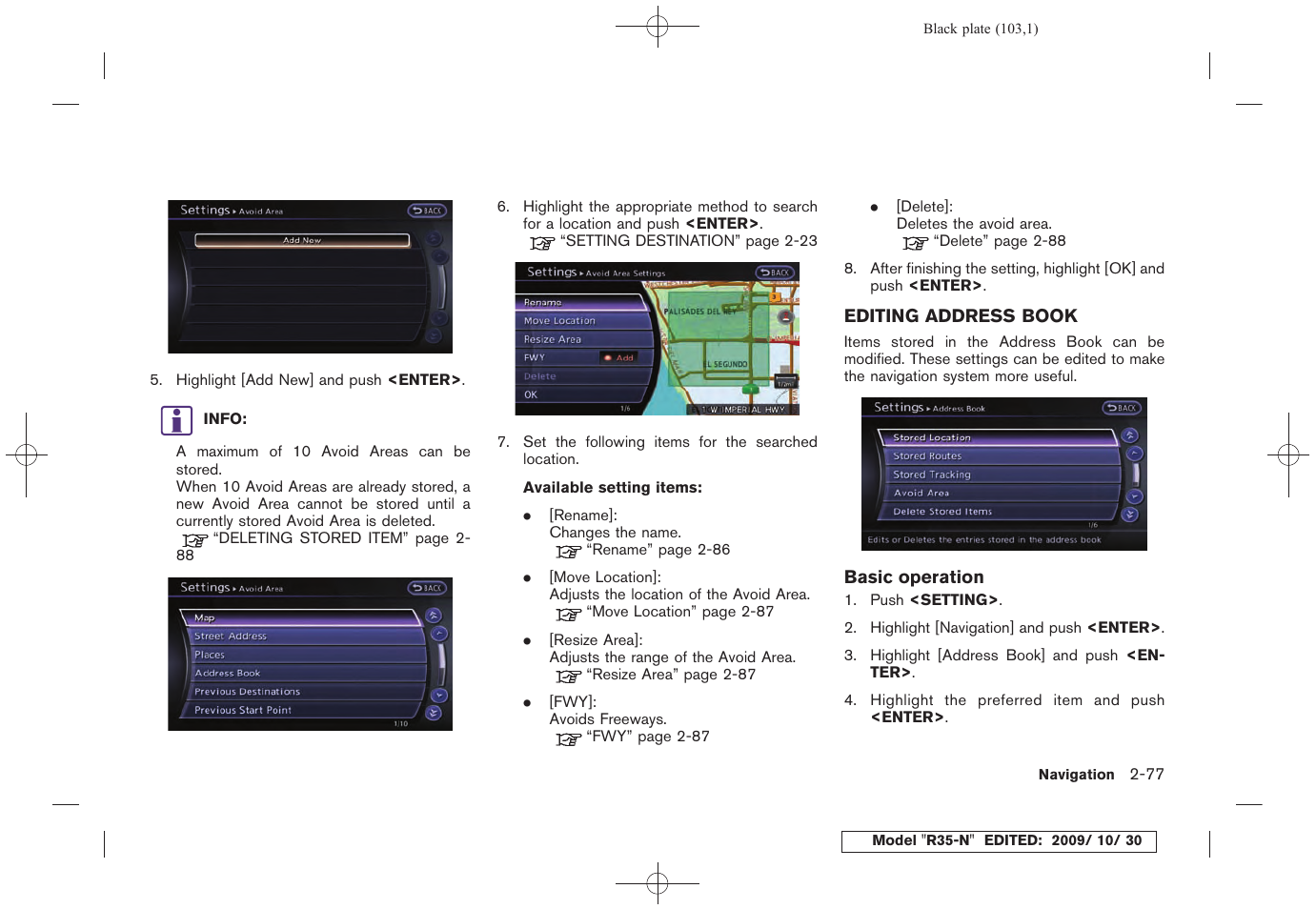 Editing address book -77 | NISSAN 2011 GT R - Multi Function Display Owner's Manual User Manual | Page 105 / 312