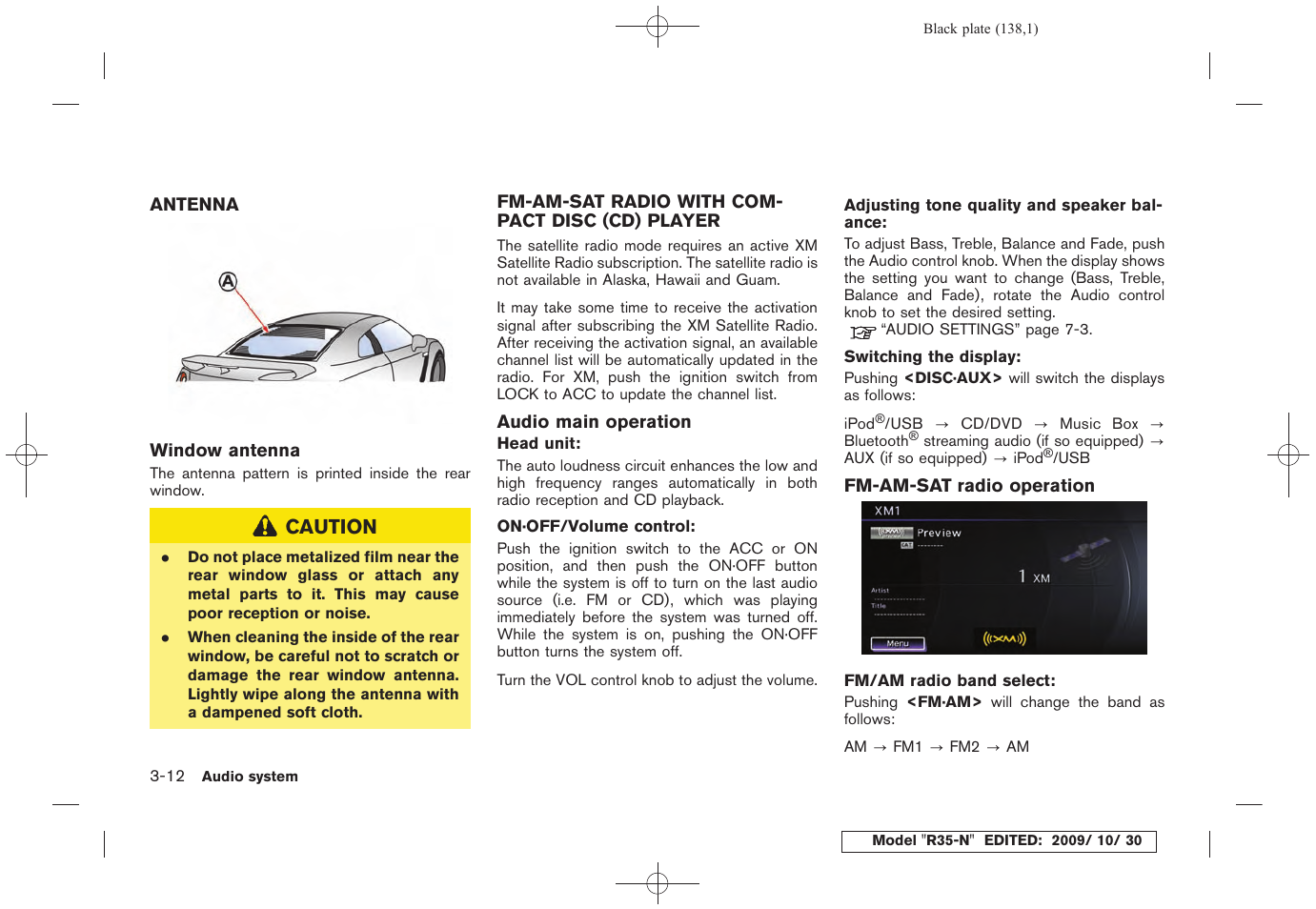 NISSAN 2011 GT R - Multi Function Display Owner's Manual User Manual | Page 138 / 312