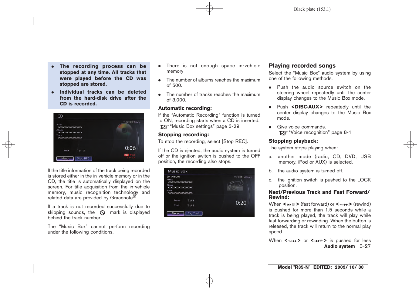 NISSAN 2011 GT R - Multi Function Display Owner's Manual User Manual | Page 153 / 312