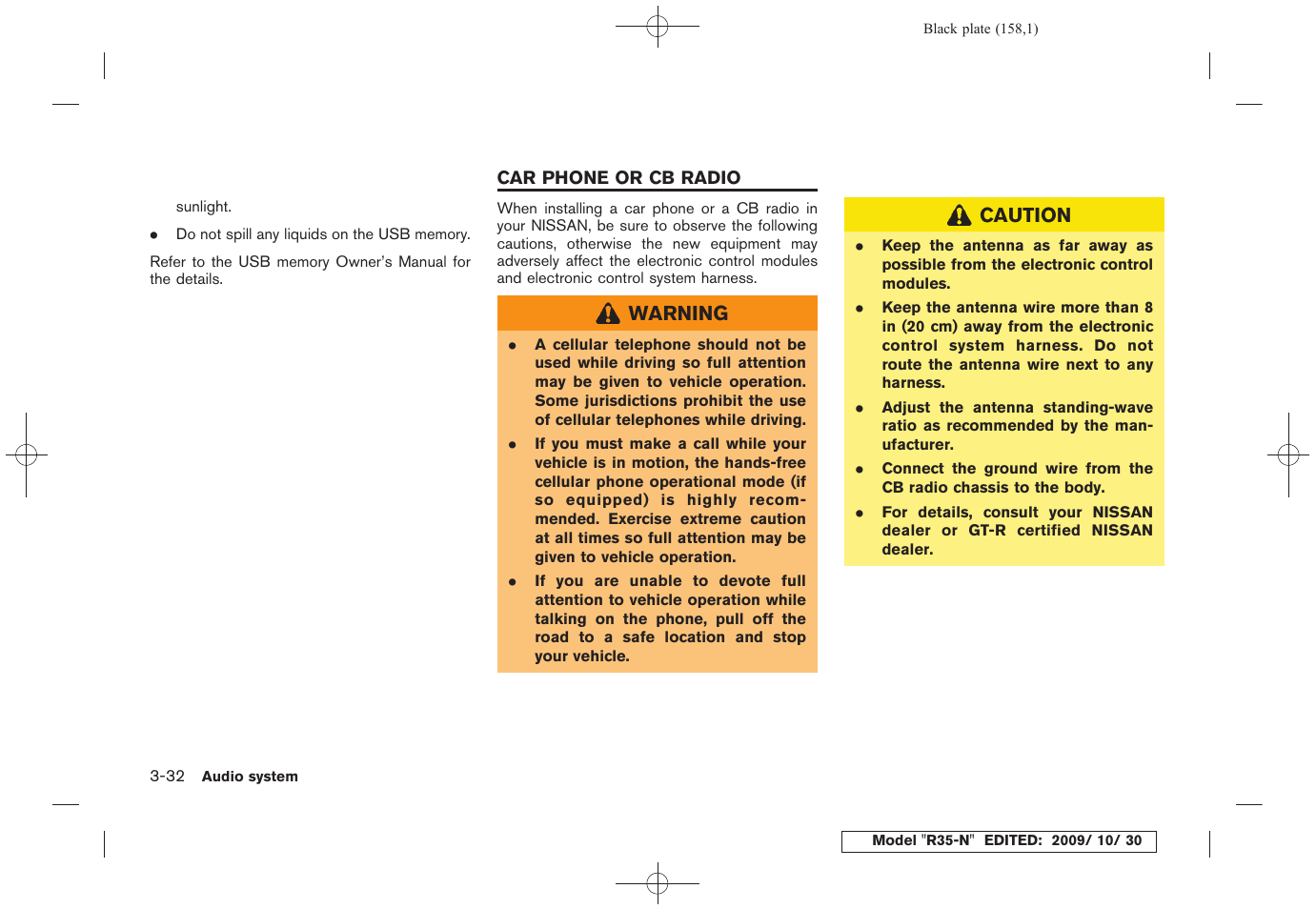 Car phone or cb radio -32 | NISSAN 2011 GT R - Multi Function Display Owner's Manual User Manual | Page 158 / 312